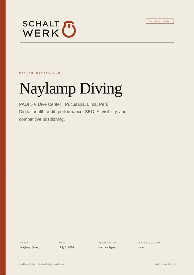 Beispiel-Report · Naylamp Diving